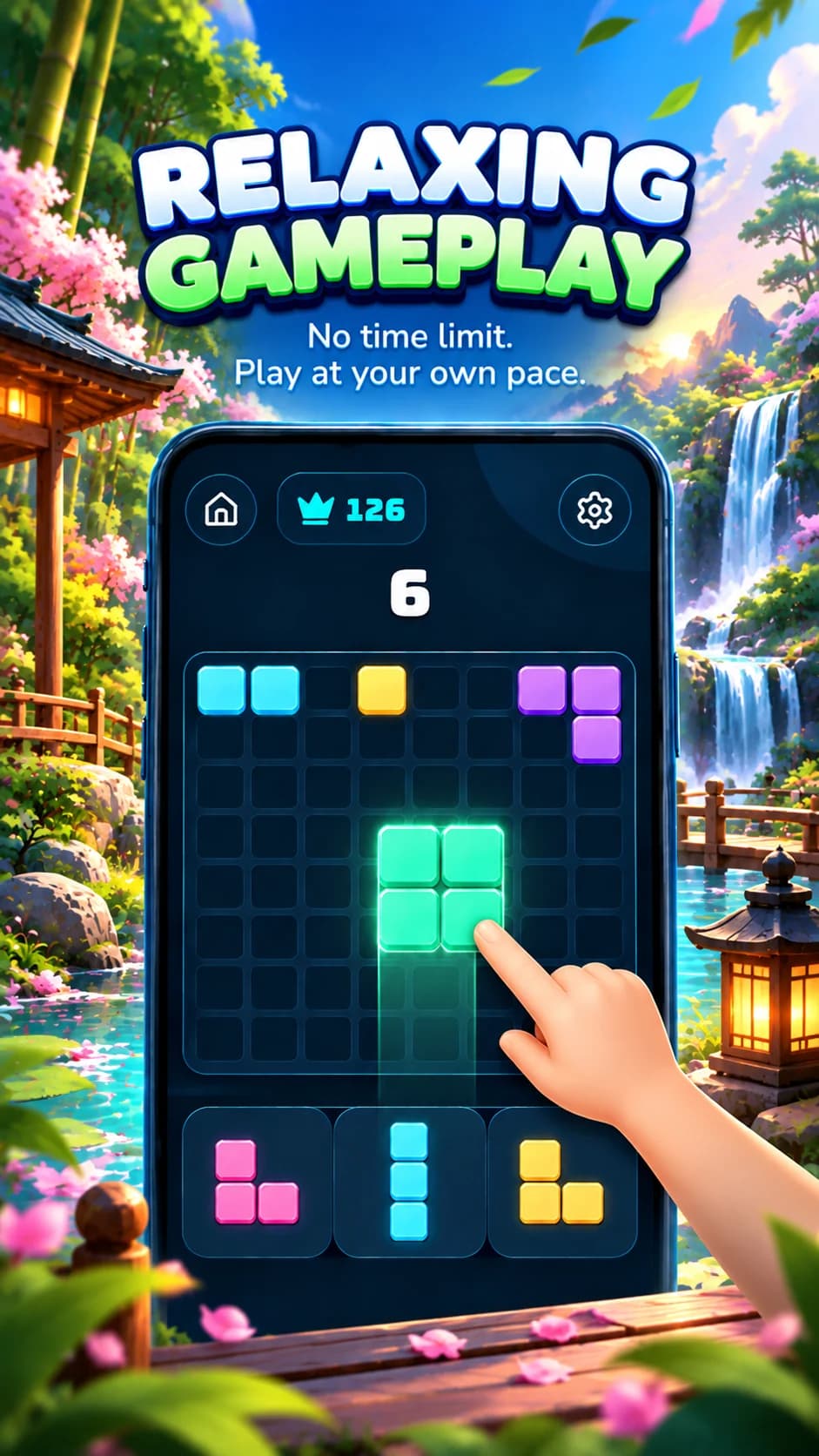 Block Wave relaxing gameplay promotional illustration